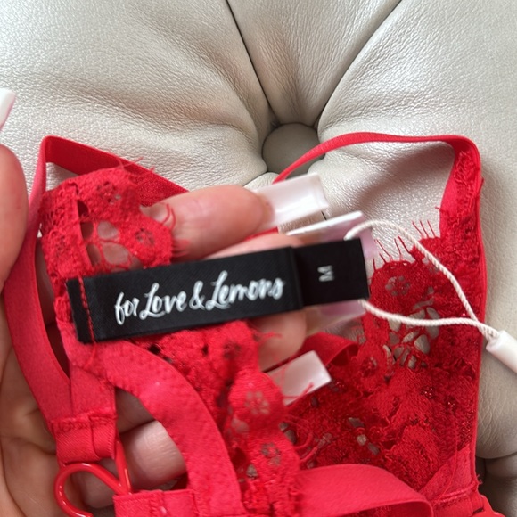 ❤️NWT For Love & Lemons Valentines Day Rosa Lace Red Heart Bra & Panty Set M❤️ - Picture 14 of 16